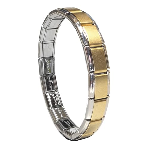 Dolceoro 9mm Italian Starter Charm Bracelet, Starting at 18 Links for 6” Wrist Size - Other Options for Larger Sizes with Customization, Interlocking Stainless Steel Modular Links