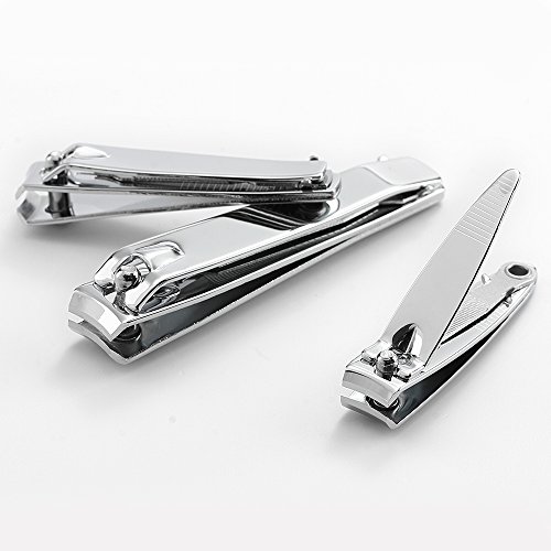 3 Pcs Stainless Steel Fingernail Clipper And Toenail Clipper By Qll - Swing Out Nail Cleaner/File - Sharpest Stainless Steel Clipper - Wide Easy Press Lever - Nail Cutter #TOP5