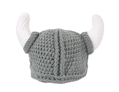 Ypser Cute Bull Horn Beanie Cap Handmade Knitted Viking Crochet Hats