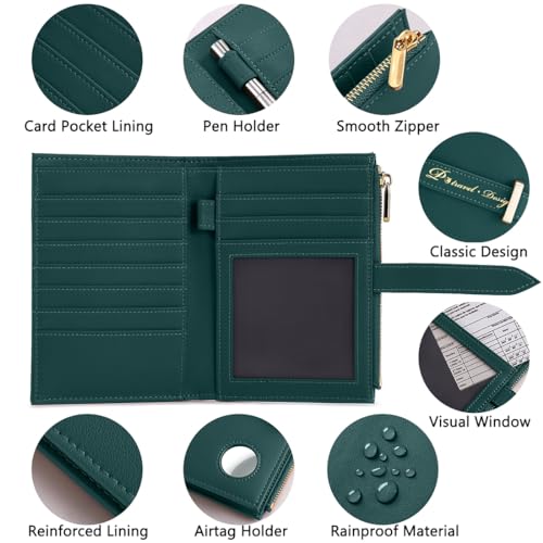 VanFn Airtag Passport Holder, RFID Travel Passport Wallet, Family Passport Holder, Ladies Bifold Air Tag Wallets, Slim Leather Credit Card Wallet For Women, Trip Document Organizer P.Travel Series4