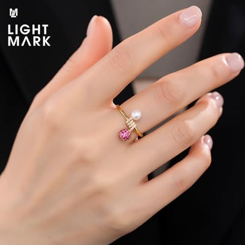 Freshwater Pearl Ring With Zircon Stone, S925 Silver Natural Freshwater Adjustable Open Circle Pearl Ring Bridesmaid Wedding Bride Handmade Jewelry Gifts for Women Everyday Wear4
