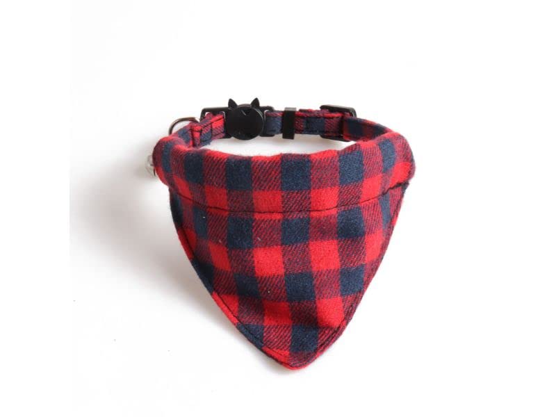 Bandana Cat Collars and Bell, Red & Navy Chequered Bandana