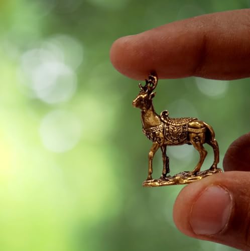 Cerf en laiton miniature Purpledip : statuette de collection détaillée