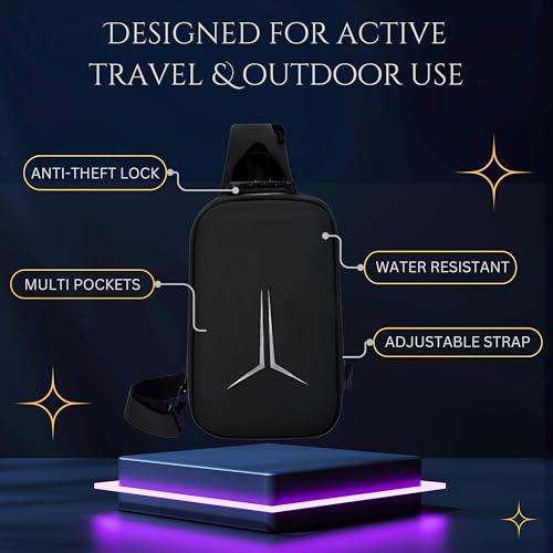 Anti Theft Crossbody Sling Bag Chest Bag Shoulder Bag for Travel and Hiking Cycling for Men and Women – Multifunctional Waterproof Sports Backpack, Adjustable Strap (Black)3