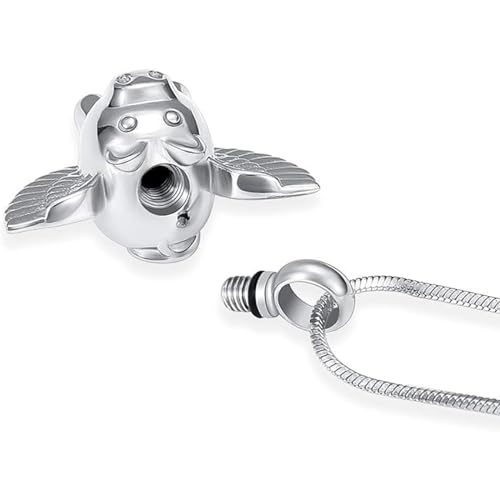 Minicremation Cremation Jewelry Urn Necklace for Ashes, Flying Pig Memorial Pendant Made of 316L Stainless Steel, Keepsakes Locket four Colors Can be Choose.3