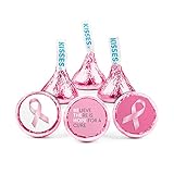 324ct Breast Cancer Awareness Stickers for Kisses, Mints, or Peanut Butter Cup Mini (324 Pack) - Pink Ribbon Favors