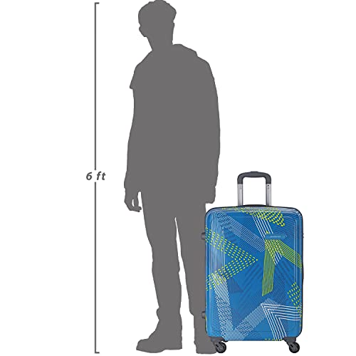 Aristocrat Dual Edge 65Cm Polycarbonate & Polypropylene Printed Hardsided Medium Spinner Luggage 4W Teal Blue Strolley 6 41z+UnGr6DL