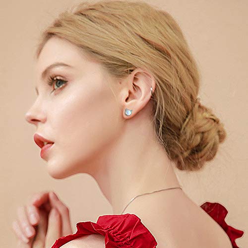 CiNily Opal Stud Earrings,White Gold/Rose Gold Plated Cat Ear/Moon and Star/Dog Bone/Rainbow/Butterfly Small Cute Earrings for Women Girls Hypoallergenic Jewelry Gifts for Sensitive Ears2
