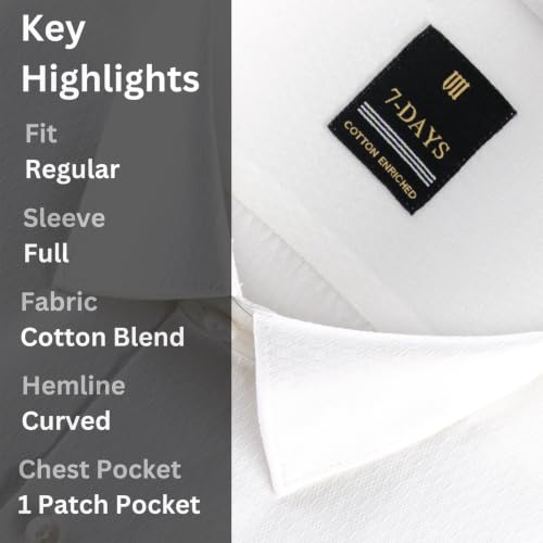 Image of 7-DAYS Premium Men's Formal Shirts - Cotton Rich, Textured Self-Design, Full Sleeve, Regular Fit, Wrinkle Resistant, with Pocket - Perfect for Office