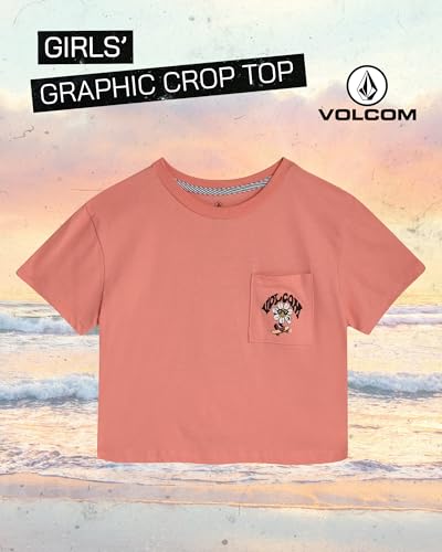 Image of Volcom Girls Crop Top - Short Sleeve Cropped Girls T Shirts Crewneck Summer Tops (Size Runs Small Size Up Recommended)