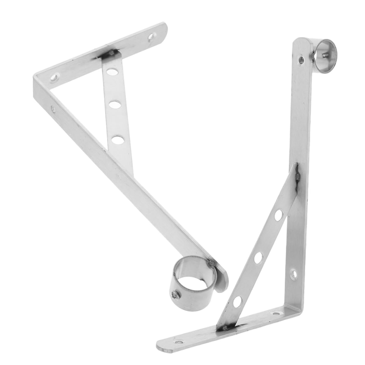 SHINEOFI 2pcs Heavy Duty Stainless Steel Closet Shelf Rod Brackets Triangular Wall Mounted Support for Clothes Hanger Pole Elegant Design for Maximized Space Laundry Areas