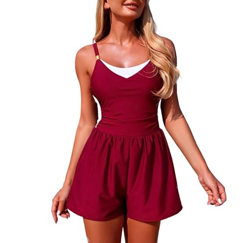 Maillot de bain conservateur femme rouge S une pièce de sport