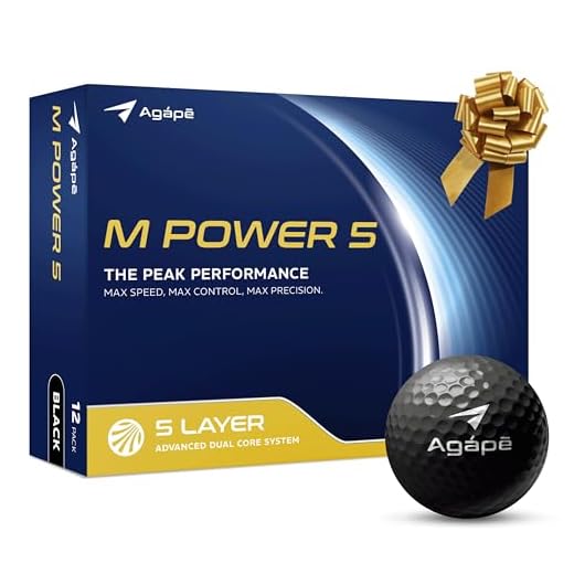 agape MP5 Black 5-Piece DuraPlus Urethane Golf Balls, Superior Distance, High Greenside Spin & Piercing Trajectory, Perfect Golf Gift for Men Women Skilled Players (1 Dozen, 12-Balls)