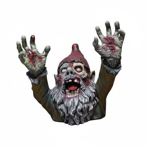 Garden Gnomes Decor, 4 Inch Scary Gnome for Patio Halloween Decoration, Garden Sculptures, Resin...