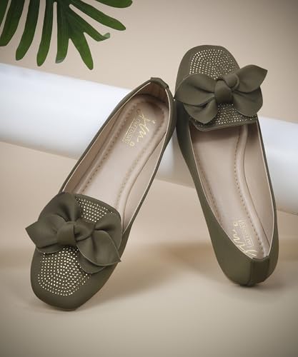 Image of JM LOOKS Crystal Studded Loafer Flats Featuring Elegant Double Layered Bow and Modern Square Toe