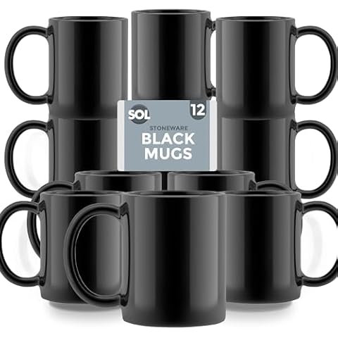SOL 12pk Black Stoneware Mugs Set Cover
