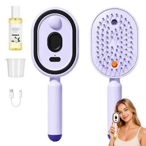 Vedaeyer Hair Brush Electric Spray Air Cushion Comb Rechargeable Cordless Mist Hair Brush for Detangling Hydration Anti-Static StylingPurple