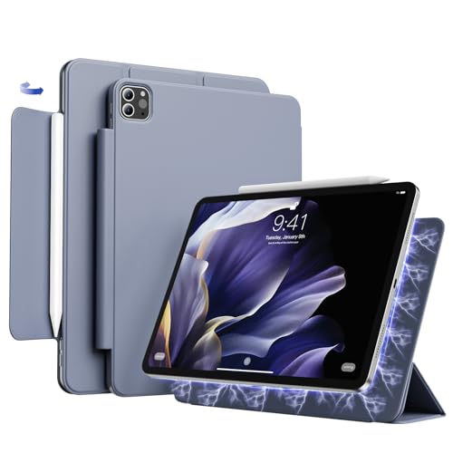 Étui iPad Pro 11 2022 2021 magnétique violet, housse fine pliable tri-pli supportant stylet