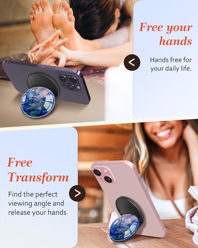 Image of Magnetic Phone Grip, Cute Finger Grip Phone Stand, Water Lily
