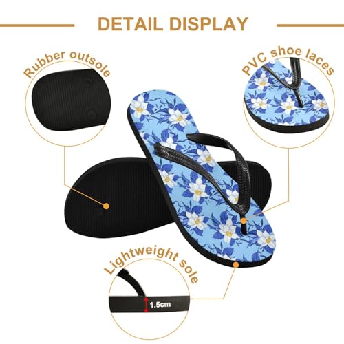 White Magnolia Leaves Flip Flops for Beach Thong Sandals Anti-slip Lightweight Shower Shoes for Summer Travel Swim3