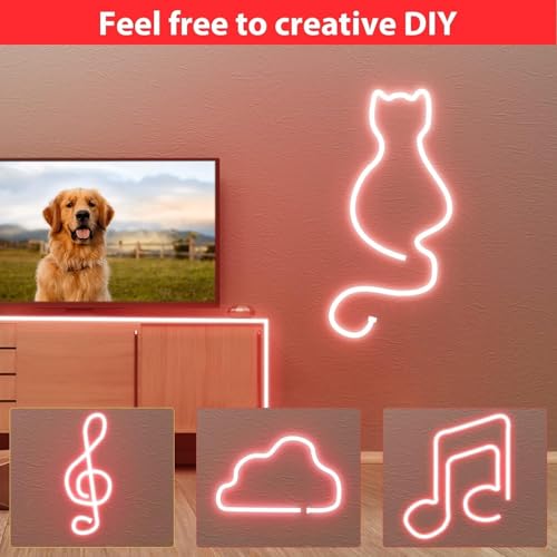 Image of Lamomo LED Strip Lights, 32.8Ft Red Neon Led Rope Lights, 0.65in /Cut DIY Flexible Silicone Waterproof 24V Led Light Strip for Bedroom,Indoor, Living Room, Kitchen（Power Adapter not Included