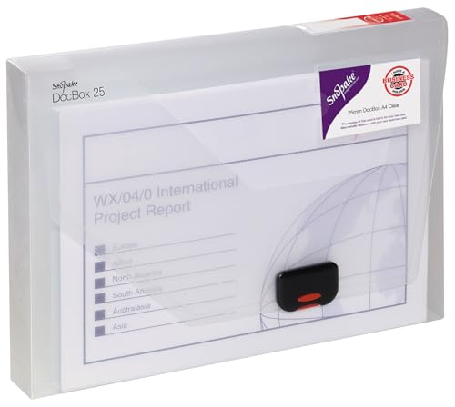 Snopake A4 DocBox Clear 25 mm Box File with Push Lock (Pack of 1) Ref 12849