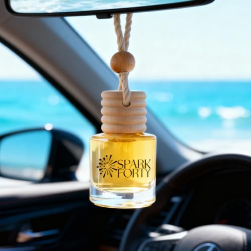 Image of Ocean Car Air Freshener Hanging | Car Perfume, 0.27 fl oz (8 ml) | 30-Day Luxury Glass Diffuser | Marine Breeze, Citrus & Green Herbal Accents | Long-Lasting Fresh Scent