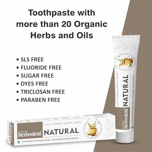 Image of Natural Toothpaste - 100g Pack of 2 | Less Foaming, Works Amazing | SLS Free | Fluoride Free | Herbal Toothpaste with Neem, Clove & More Herbs