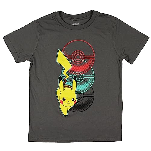 Pokemon Poke Bounce Unisex para niños, Gris carbón Jaspeado, Large