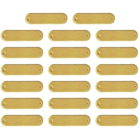 FYDTFI 100pcs PU Leather Blank Crochet Tags Button with Holes Embossed Tag Embellishment Knit DIY for Bags Shoes Hat Crafts Yellow Cover