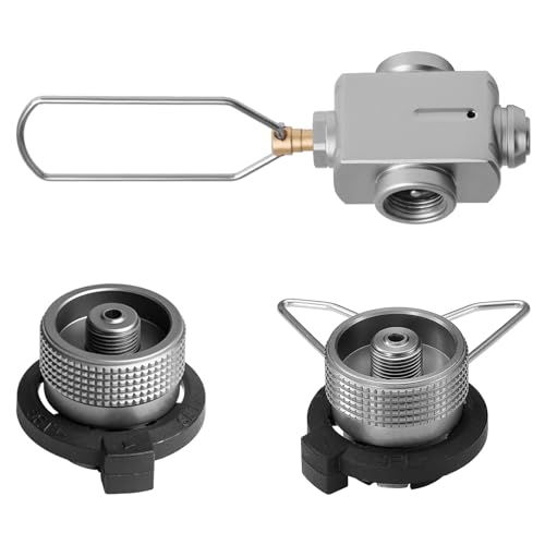 Gas Refill Adapter and Gas Saver Plus Set, Fuel Canister Refill Adapter for Stoves Gas Convertor Shifter Lockable Convert Adapter for Nozzle Bottle Type Butane Gas Cartridge Canister, Z15+Z11+Z10