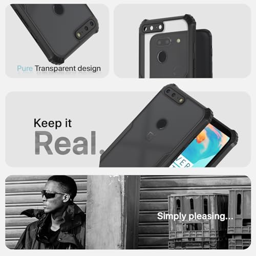Image of Outlouders Back Cover for OnePlus 5T | Ultra Hybrid Transparent | Full Camera Protection | Raised Edge | Crystal Clear Bumper Case (Black)