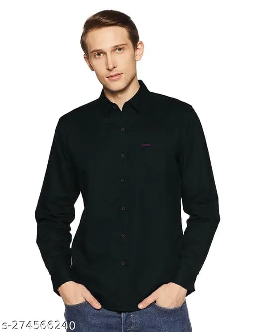 Image of Men's Cotton Casual Shirt, Brown, Full Sleeves, Regular Fit