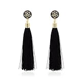 Zealmer Black Tassel Earrings For Women Bohemian Long Dangle Drop Statement Earrings Fashion Jewelry For Birthday Christmas Valentines Day Gift