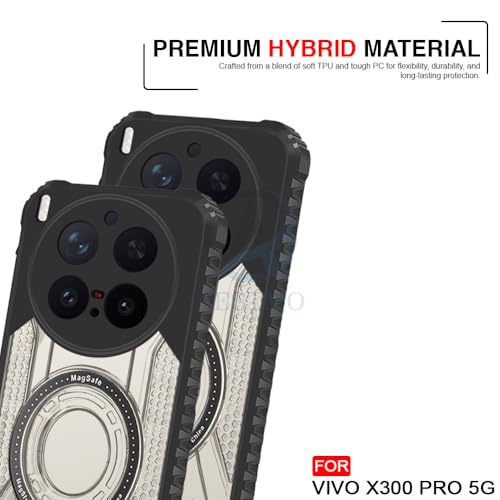 Image of AESTMO Hybrid Shockproof Back Cover Case for Vivo X300 Pro 5G Compatible with MagSafe | Hard Back Case Cover for Vivo X300 Pro 5G (PC & TPU, Translucent Back, Black Sides)