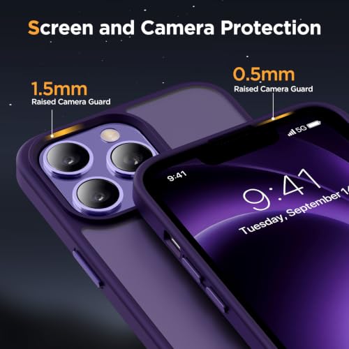 Image of Miracase Magnetic for iPhone 12 /12 Pro Case (Compatible with MagSafe) Military-Grade Protection, Anti-Fingerprint Translucent Matte Phone Cover for iPhone 12 /12 Pro Case 6.1 inch, Dark Purple
