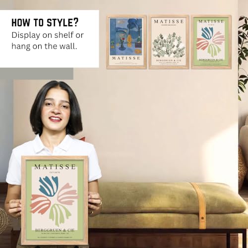 Image of Good Hope Set of 3 Henri Matisse Wall Art Paintings Framed Poster 10x13 Inch Frame Posters for Cafe Restraunt Home Decor, Living Room, Bedroom, Kitchen, and Office Wall Decoration Classic Aesthetic Wooden art Photo Frames