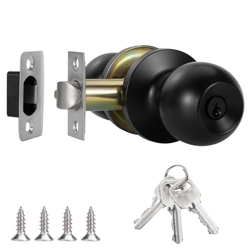 ZLLkeji Cerradura de Puerta Interior Pomo Puerta con Cerradura y Llave Aceros Inoxidables Tirador de Puerta Para Pasillos, Salon y Cocina Negro
