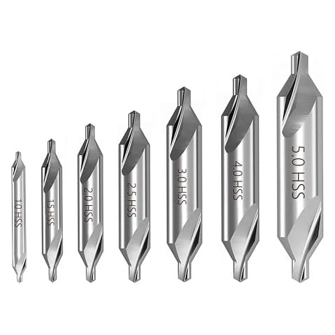 7 Pcs Countersink Drill Bit Center Drill Bits Set Combined Center Drills 60 Degree Countersinks Angle Bit Set Countersink Tools for Lathe Metalworking Size 1.0 1.5 2.0 2.5 3.0 4.0 5.0 Cover