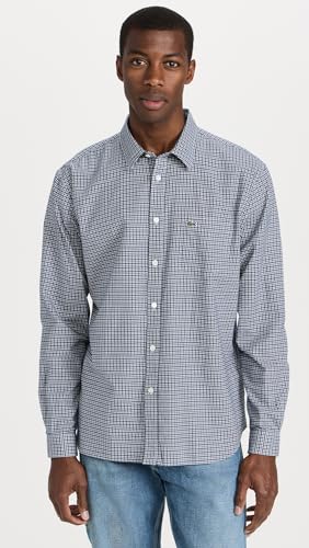 Lacoste Men's Regular Fit Twill Checkered Collared Button Down Shirt2