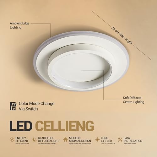 Image of LED Ceiling Light - LED Light Fixtures for Living Room Ceiling, Hall Profile Lighting, Balcony Ceiling Light, Decorative Kitchen and Bathroom Chandelier (CW)