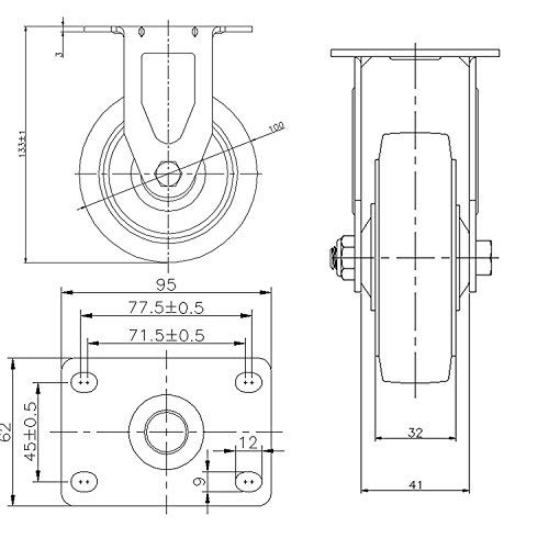 Dgq 4" Caster Wheels Heavy Duty Premium Commercial Grade Set Of 4 (2 Rigid, 2 Brakes) #TOP2