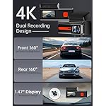 Dash Cam Front and Rear, 4k+1080P Dual Dash Camera for Cars, 1.5” WiFi Mini Dashcam with App, 170°Wide Angle Car Camera, Night Vision, 24H Parking Mode, 32GB Card Included, G-Sensor, Support 256GB Max - Image 3