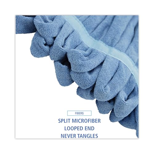 Image of Boardwalk BWKMWTMBCT Microfiber Looped-End Wet Mop Heads, Medium, Blue (Carton of 12)