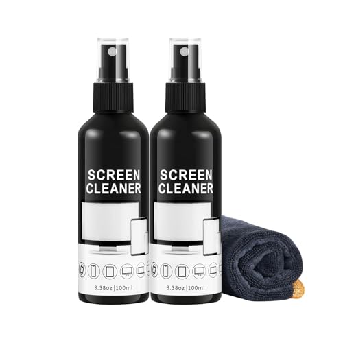 Screen Cleaner Spray Kit TV Computer Smartphone Laptop Screen Cleaner with Microfiber Cloth for LCD LED OLED MacBook iPad iPhone Car Displays (2 Pack)