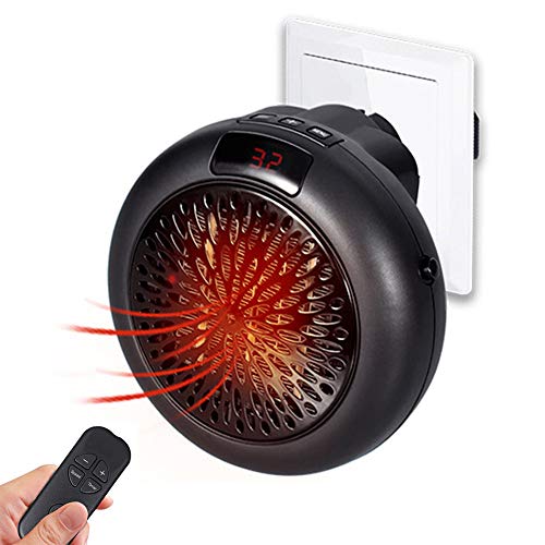 WISDOM LIFE Mini AéRotherme, Ventilateur De Radiateurs éLectriques Portables 900w, Prise Murale Rotative à 360 ° Chauffer Le Radiateur Personnel Portable pour La Maison Chambre à Coucher,Black Cover