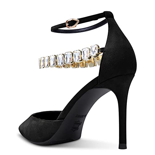 Aachcol Women Sexy Ankle Strap Stiletto High Heel Pumps Pointed Toe Dress Shoes Party Wedding Suede 3 Inch3