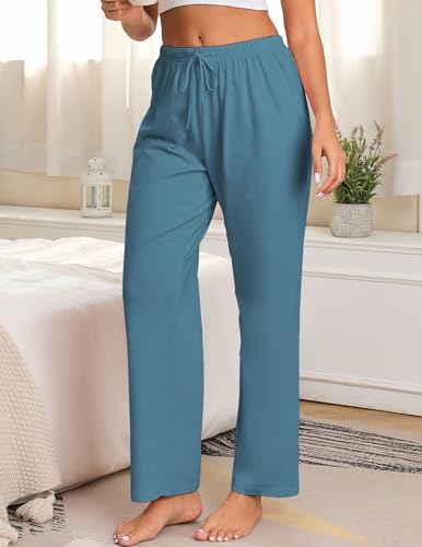 Image of Veseacky Women 100% Cotton Pajama Bottoms Comfy Soft Lounge Sleep Pants Drawstring Sleepwear 3 Pack S-XXL