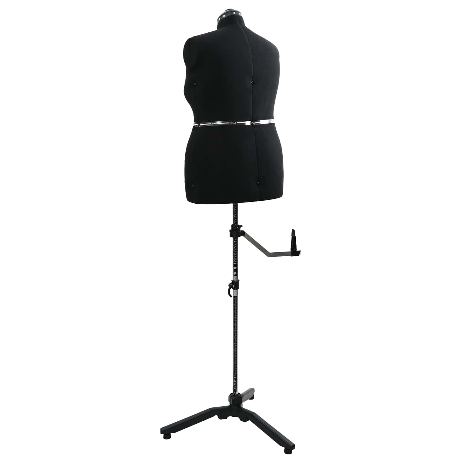 Forma de vestido ajustable para mujer, terciopelo negro, con alfiletero, 95-160 cm, altura de 360°, giratorio y estable, maniquí de costura para costura, costura, diseño de taller