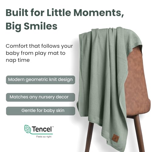 Image of Hypoallergenic Baby Blanket - 30x40 Inches Green, Oeko-TEX Certified, Thermal-Regulating, Soft Knit for Girls & Boys - Swaddle or Toddler Blanket, Dua